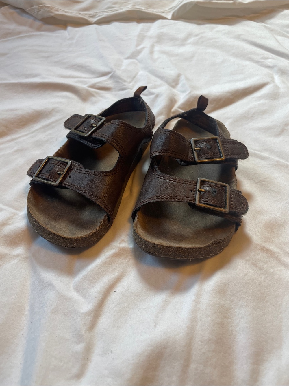Toddler Brown Leather Buckle Sandals